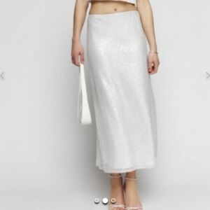 Reformation White Midi Skirt